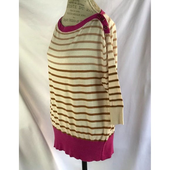 Anthropologie Yellow Bird Knit Striped Sweater Size M - Picture 4 of 11